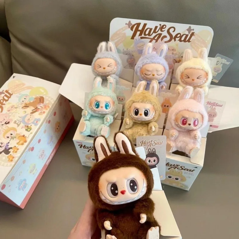 POPMART 2nd Generation Trendy Play Blind Box Labubu Sitting Party Vinyl Plush Frozen Animal Toys From Bubble Mart